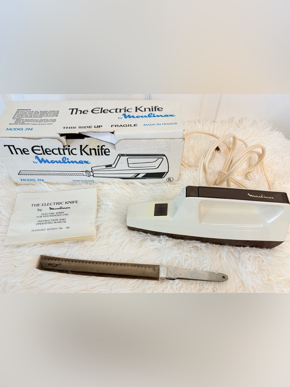 VINTAGE 60s 70s MOULINEX FRANCE ELECTRIC CARVING KNIFE~WORKS